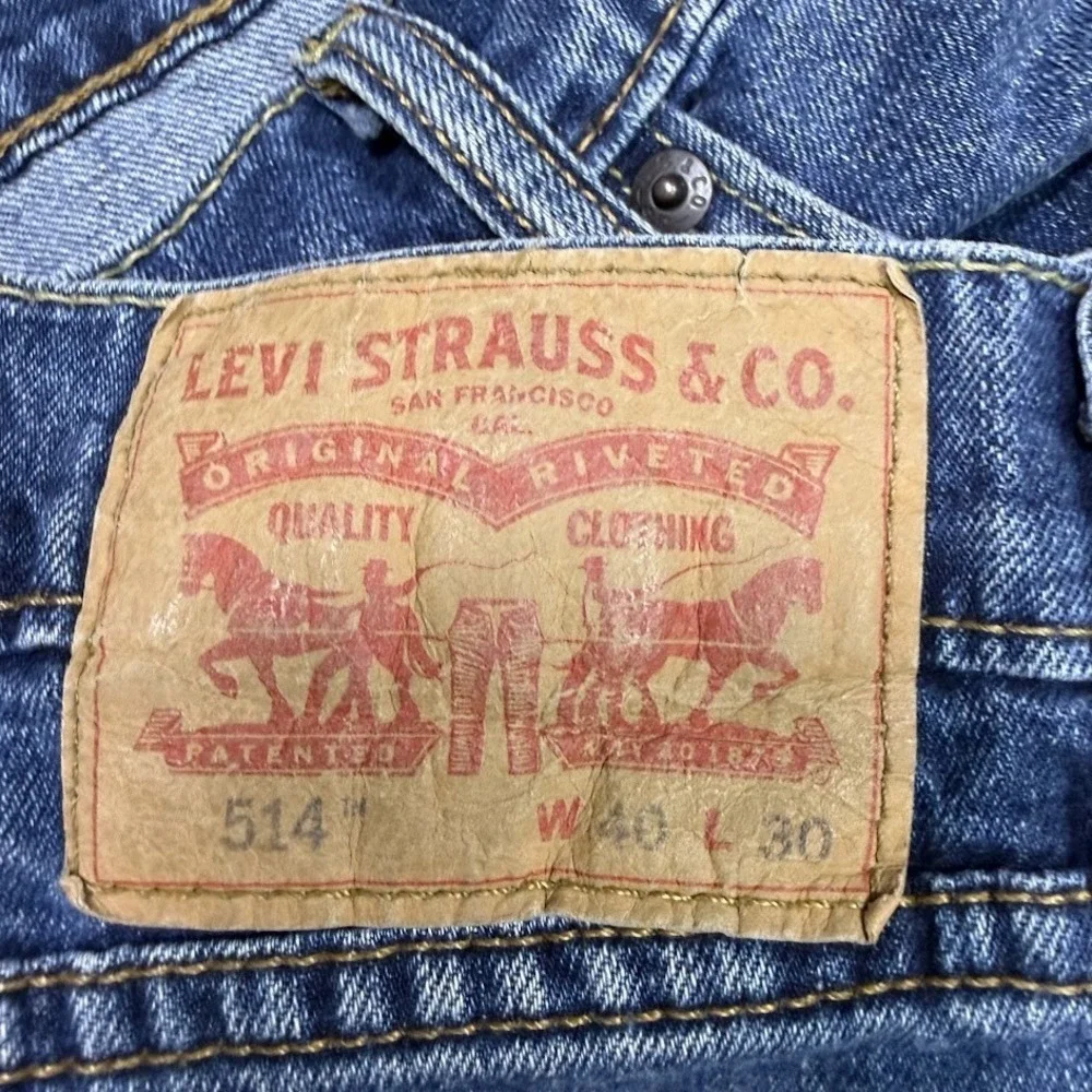 Levis 514 Straight Fit Jeans Blue Mens Size 40x30 Medium Wash Denim